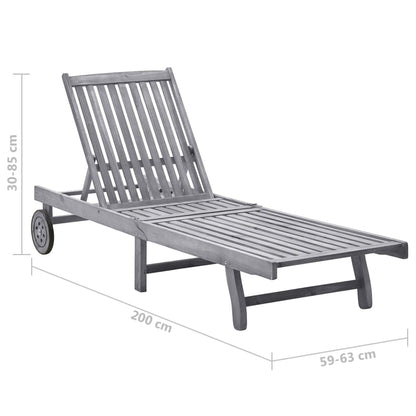 Gray Garden Deckchair with Solid Acacia Cushion