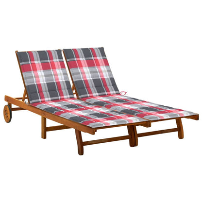2-Seater Garden Deckchair with Solid Acacia Cushions