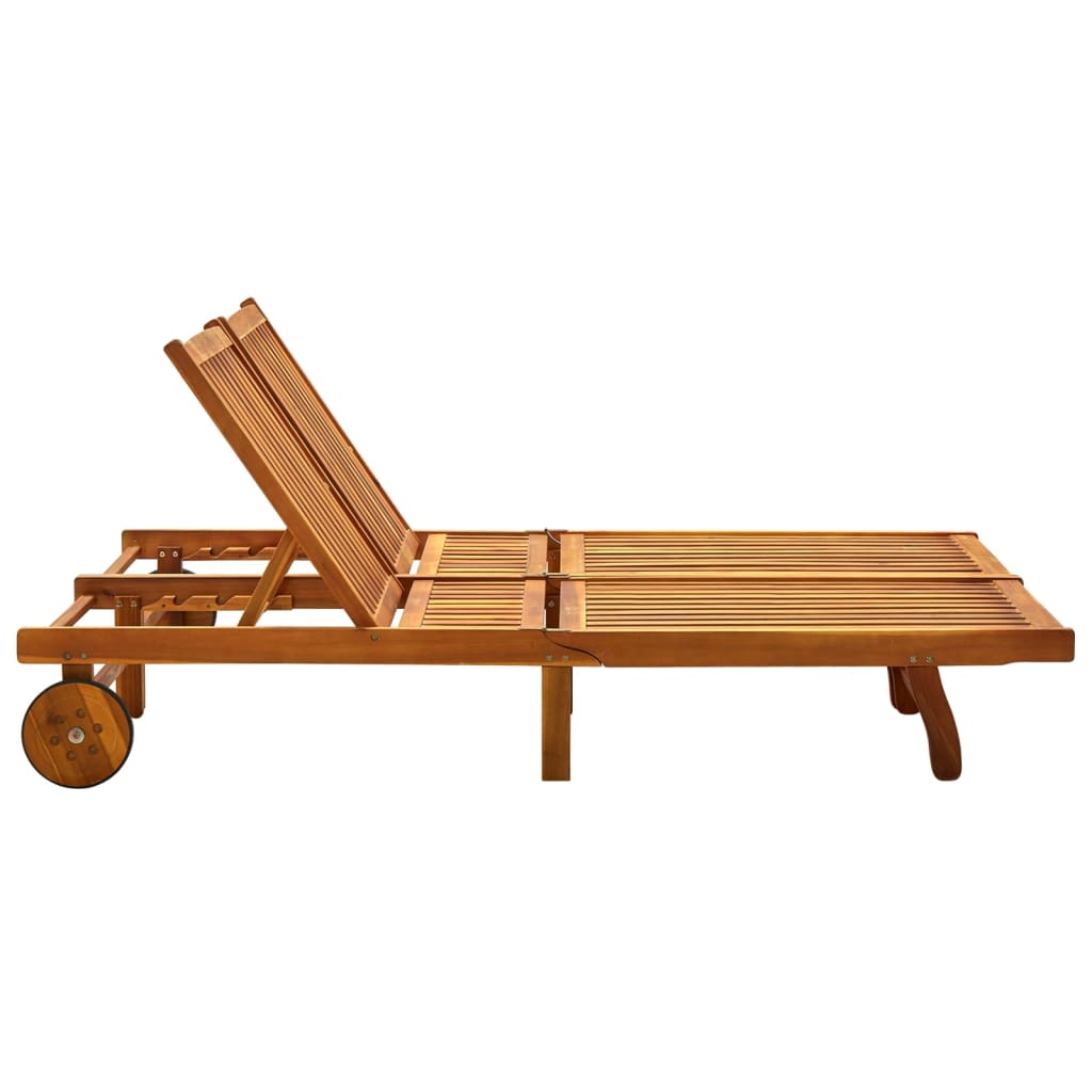 2-Seater Garden Deckchair with Solid Acacia Cushions