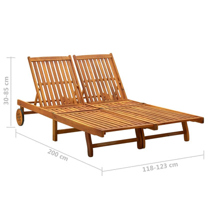 2-Seater Garden Deckchair with Solid Acacia Cushions