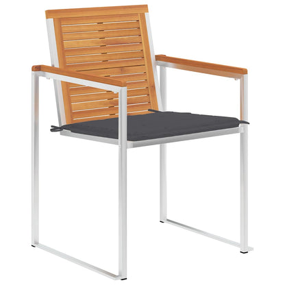 Sedie da Giardino 2 pz con Cuscini in Legno Acacia e Acciaio - homemem39