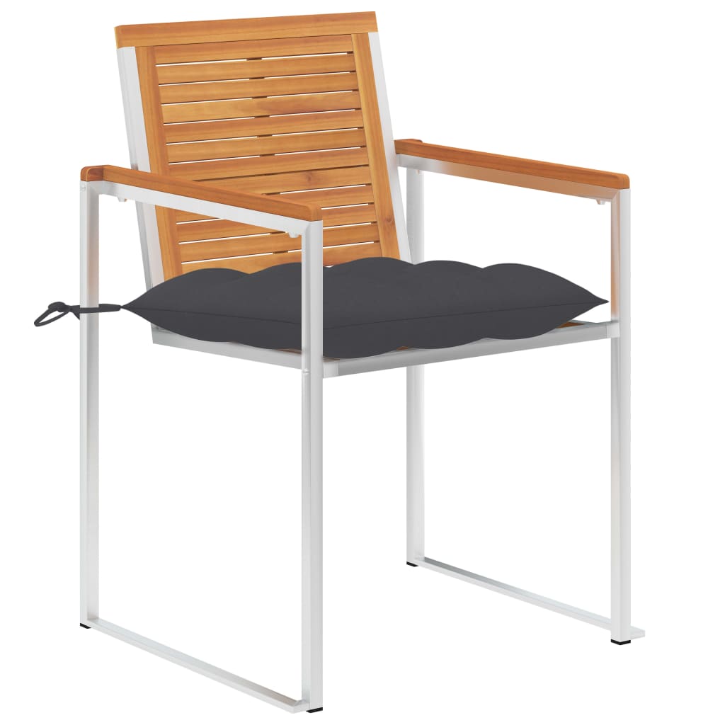 Sedie da Giardino 2 pz con Cuscini in Legno Acacia e Acciaio - homemem39