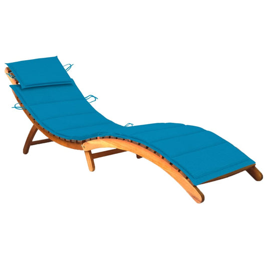 Garden Sun Lounger with Solid Acacia Cushion
