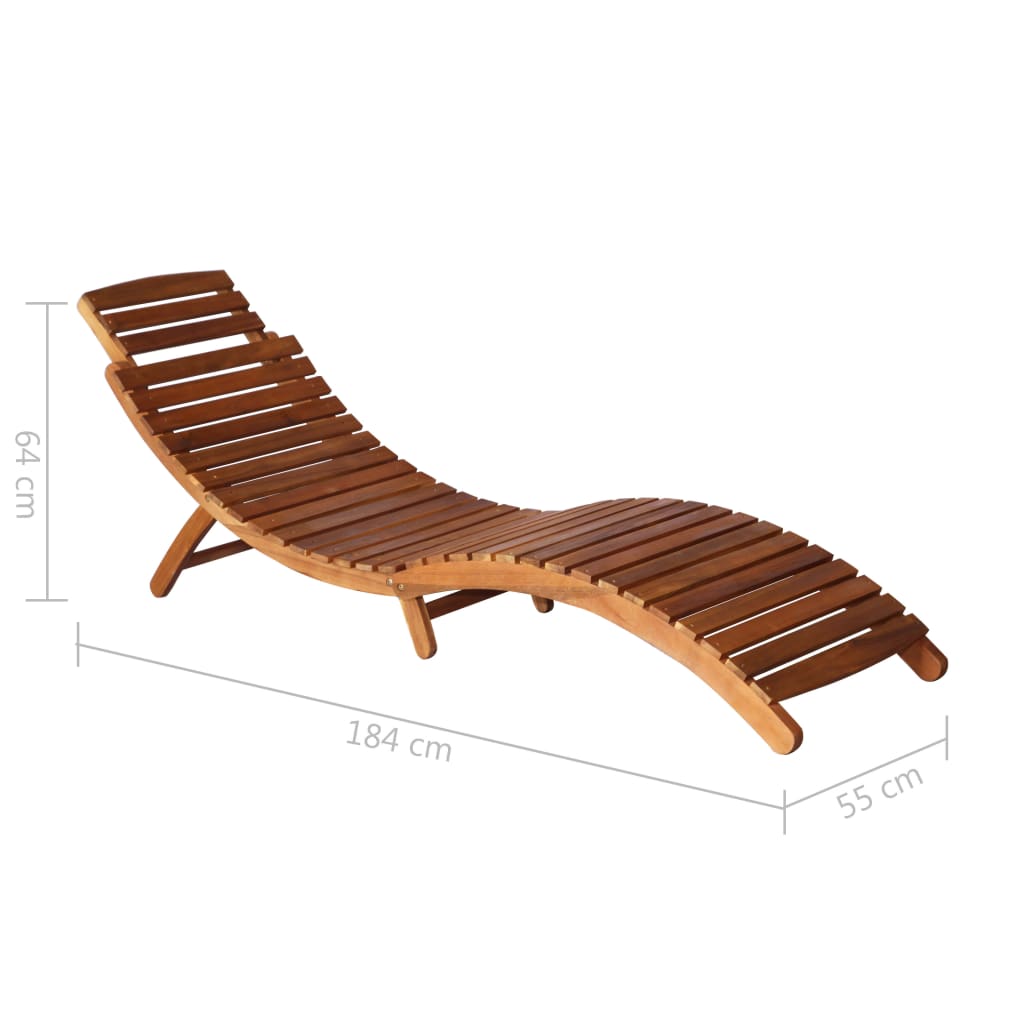 Garden Deckchair with Cushion and Table in Solid Acacia