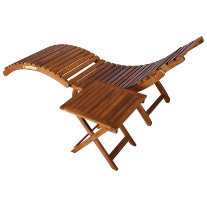 Garden Deckchair with Cushion and Table in Solid Acacia