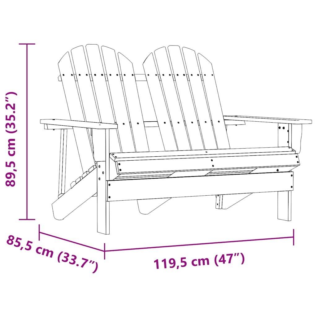Sedia da Giardino Adirondack a 2 Posti in Legno di Abete Verde | homemem39