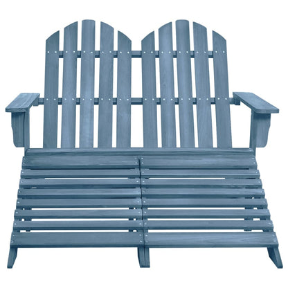 Sedia da Giardino a 2 Posti con Pouf in Legno di Abete Bianca | homemem39