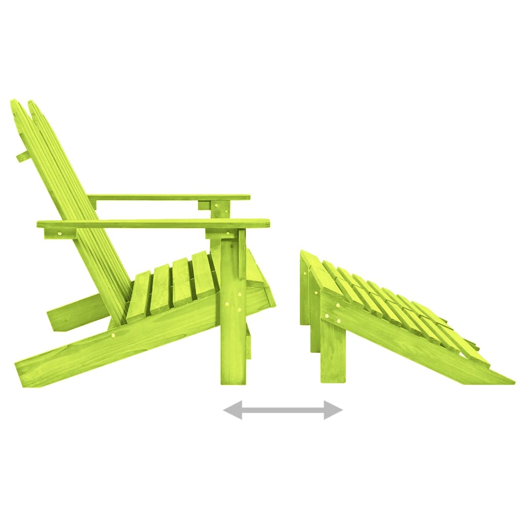 Sedia da Giardino a 2 Posti con Pouf in Legno di Abete Verde | homemem39