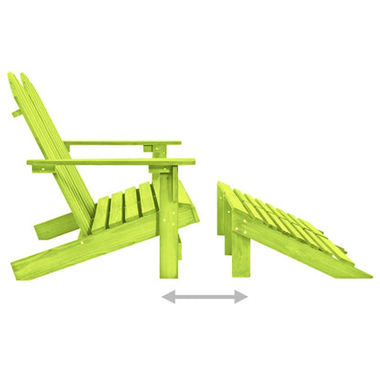 Sedia da Giardino a 2 Posti con Pouf in Legno di Abete Verde | homemem39