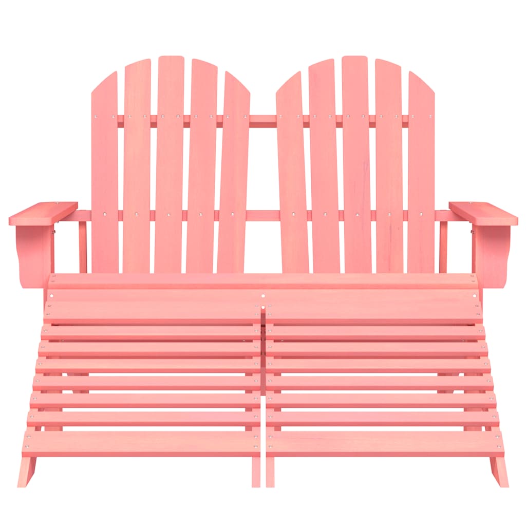Sedia da Giardino a 2 Posti con Pouf in Legno di Abete Rosa | homemem39