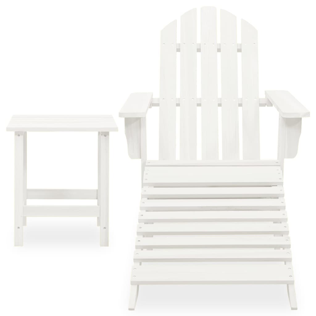 Sedia Adirondack con Ottomana e Tavolo in Abete Massello Bianco - homemem39