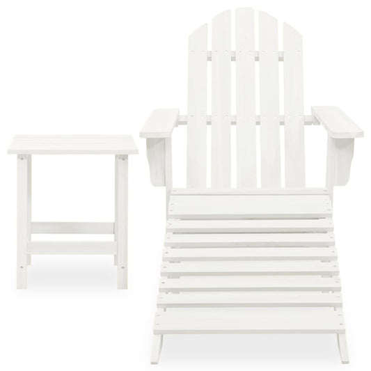 Sedia Adirondack con Ottomana e Tavolo in Abete Massello Bianco - homemem39