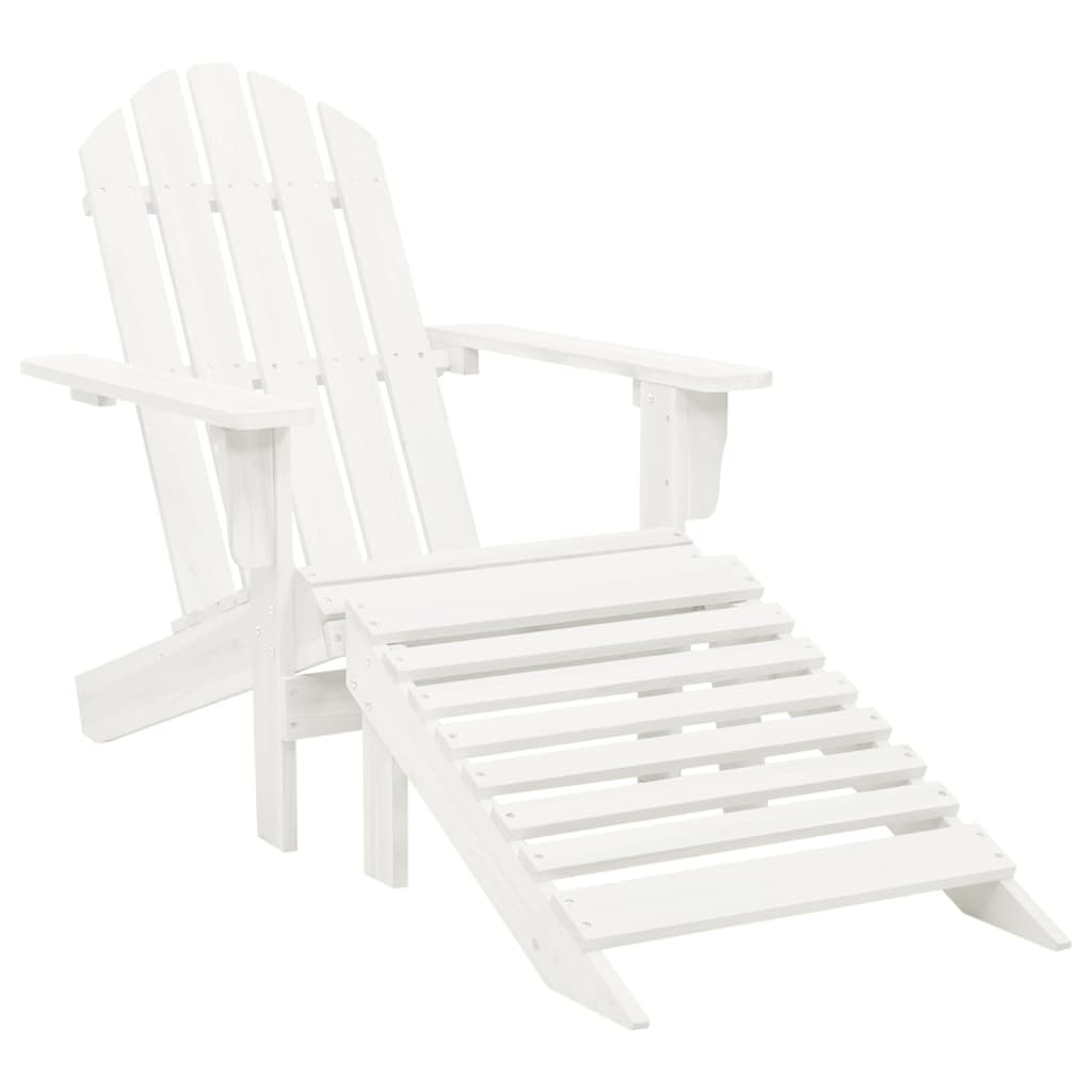 Sedia Adirondack con Ottomana e Tavolo in Abete Massello Bianco - homemem39