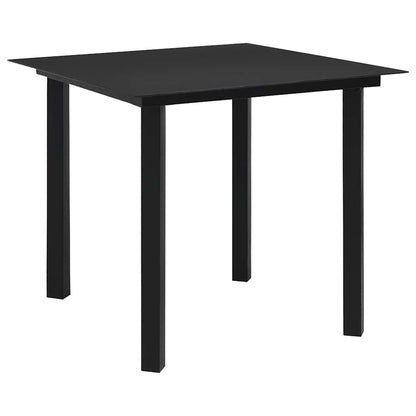 Set da Pranzo da Giardino 3 pz Nero in Vetro e Acciaio | homemem39