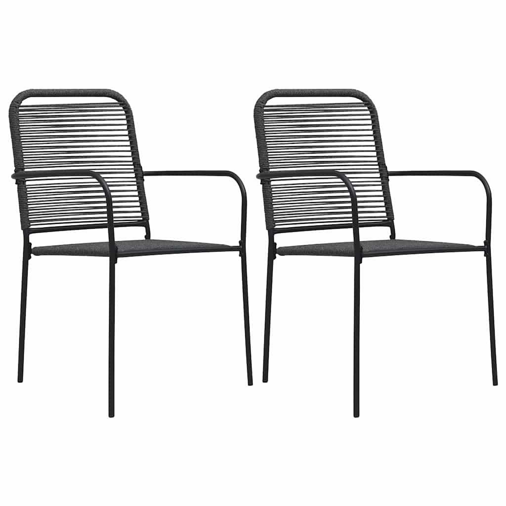 Set da Pranzo da Giardino 3 pz Nero in Vetro e Acciaio | homemem39
