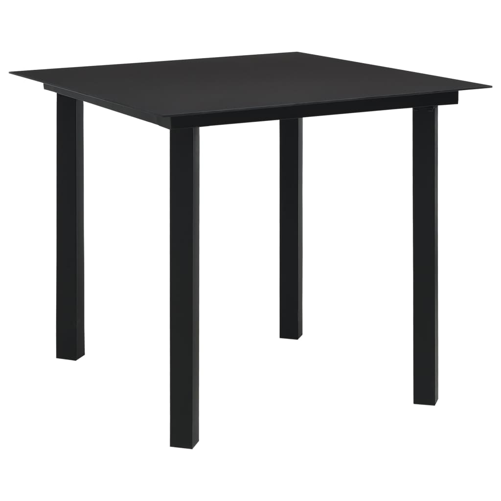 Set da Pranzo da Giardino 5 pz Nero in Vetro e Acciaio | homemem39