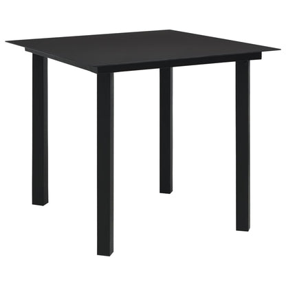 Set da Pranzo da Giardino 5 pz Nero in Vetro e Acciaio | homemem39