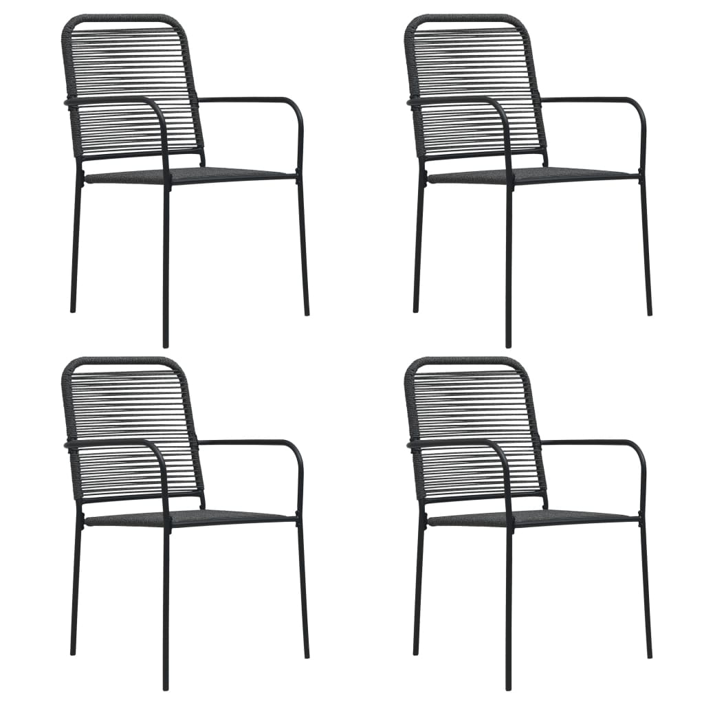 Set da Pranzo da Giardino 5 pz Nero in Vetro e Acciaio | homemem39