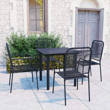 Set da Pranzo da Giardino 5 pz Nero in Vetro e Acciaio | homemem39