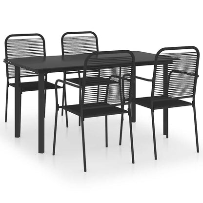 Set da Pranzo da Giardino 5 pz Nero in Vetro e Acciaio | homemem39