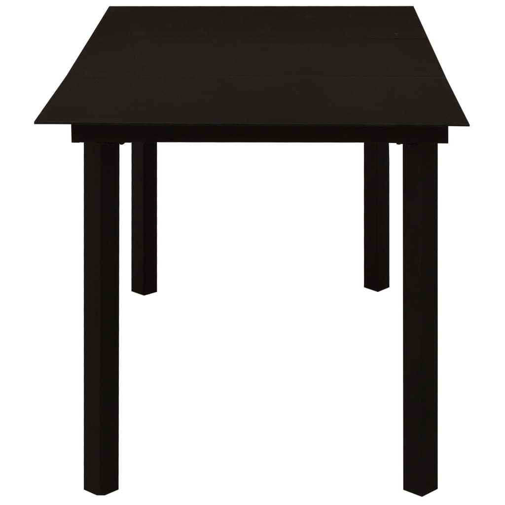 Set da Pranzo da Giardino 5 pz Nero in Vetro e Acciaio | homemem39