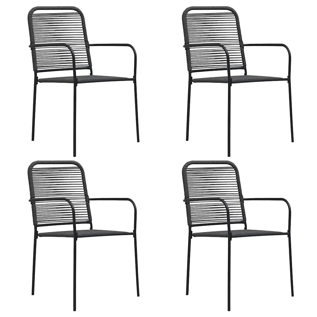 Set da Pranzo da Giardino 5 pz Nero in Vetro e Acciaio | homemem39