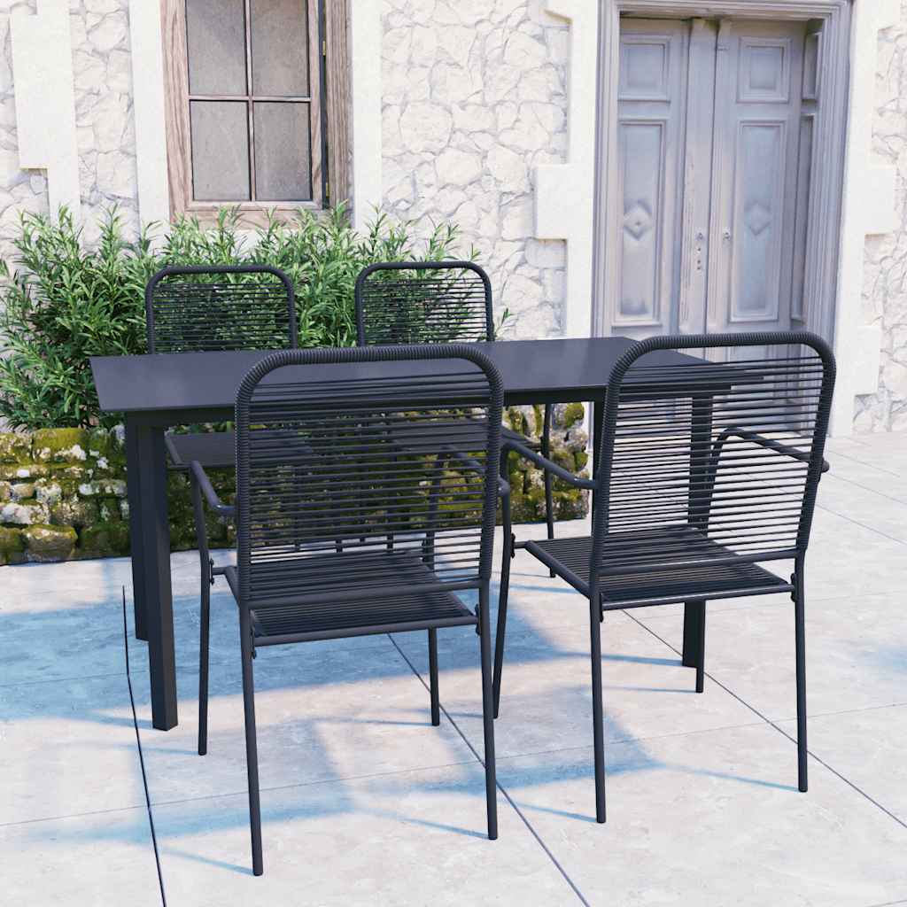 Set da Pranzo da Giardino 5 pz Nero in Vetro e Acciaio | homemem39