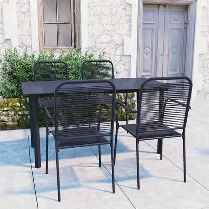 Set da Pranzo da Giardino 5 pz Nero in Vetro e Acciaio | homemem39