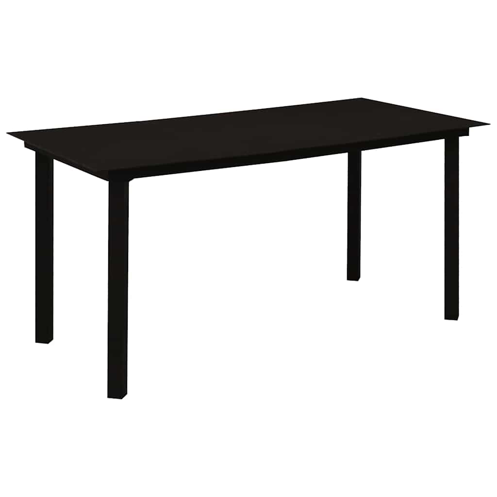 Set da Pranzo da Giardino 7 pz Nero in Vetro e Acciaio | homemem39