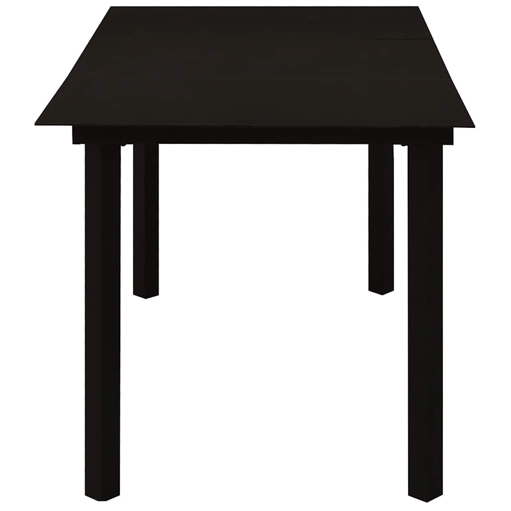 Set da Pranzo da Giardino 7 pz Nero in Vetro e Acciaio | homemem39