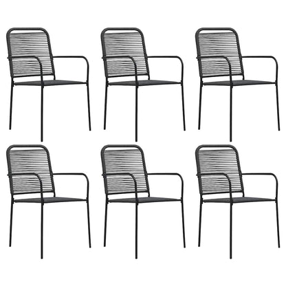 Set da Pranzo da Giardino 7 pz Nero in Vetro e Acciaio | homemem39