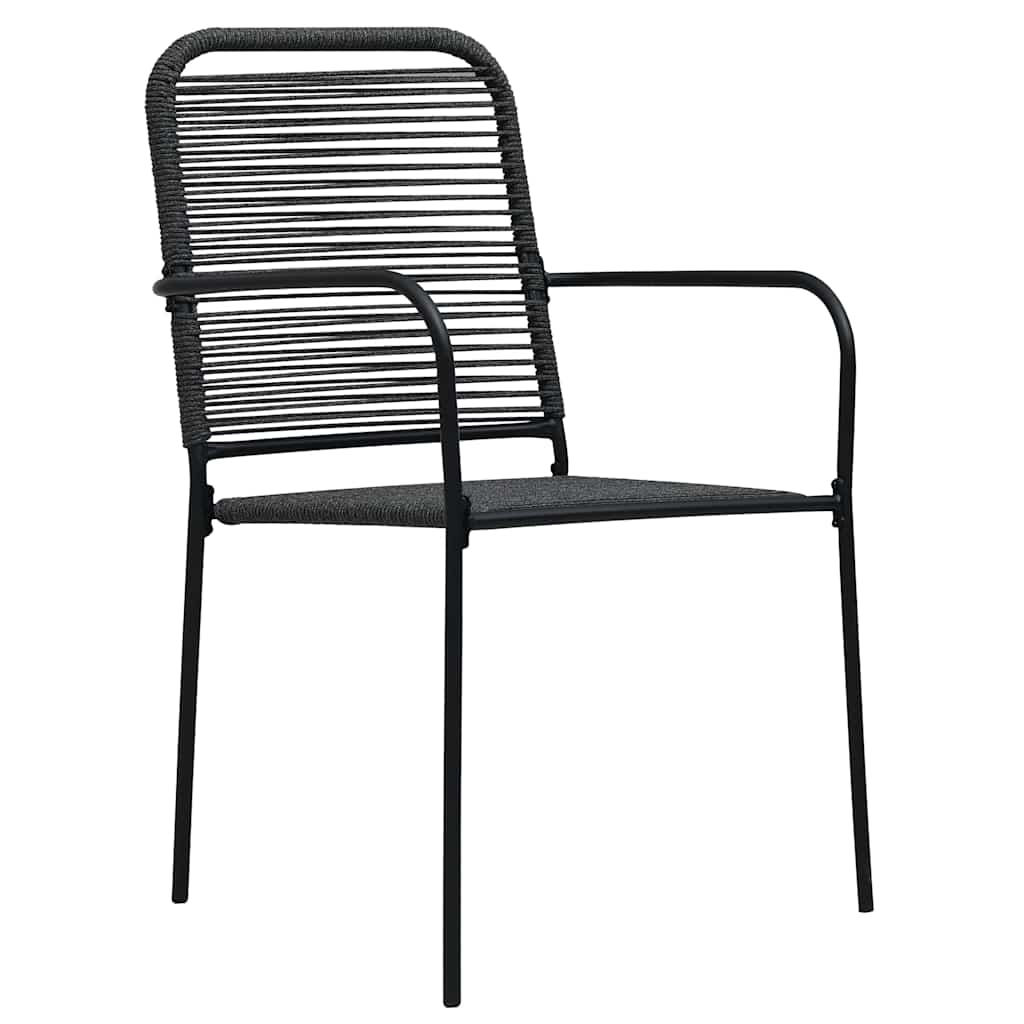 Set da Pranzo da Giardino 7 pz Nero in Vetro e Acciaio | homemem39