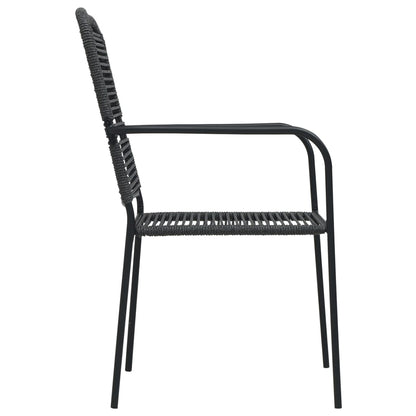 Set da Pranzo da Giardino 7 pz Nero in Vetro e Acciaio | homemem39