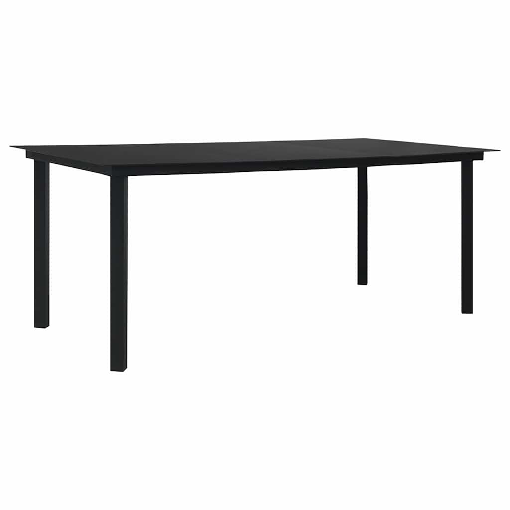 Set da Pranzo da Giardino 7 pz Nero in Vetro e Acciaio | homemem39