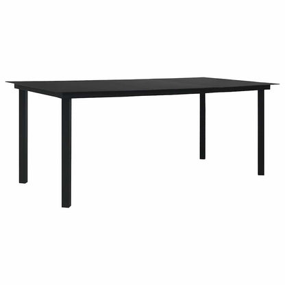 Set da Pranzo da Giardino 7 pz Nero in Vetro e Acciaio | homemem39