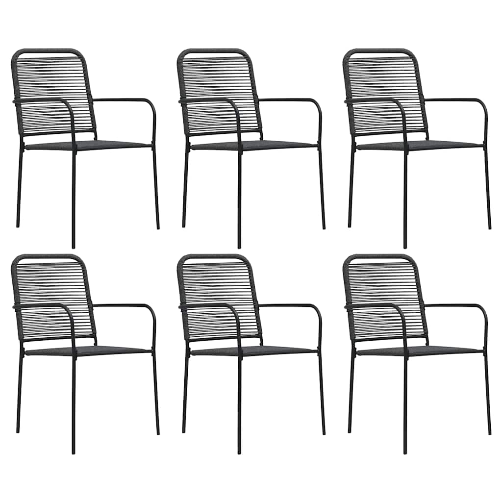Set da Pranzo da Giardino 7 pz Nero in Vetro e Acciaio | homemem39