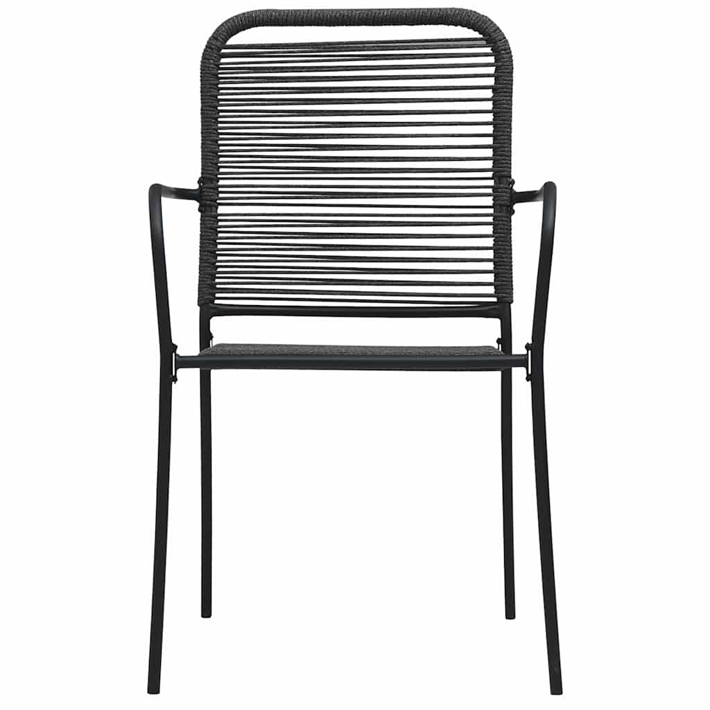 Set da Pranzo da Giardino 7 pz Nero in Vetro e Acciaio | homemem39
