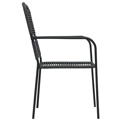 Set da Pranzo da Giardino 7 pz Nero in Vetro e Acciaio | homemem39
