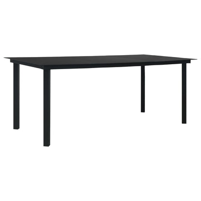 Set da Pranzo da Giardino 9 pz Nero in Vetro e Acciaio | homemem39