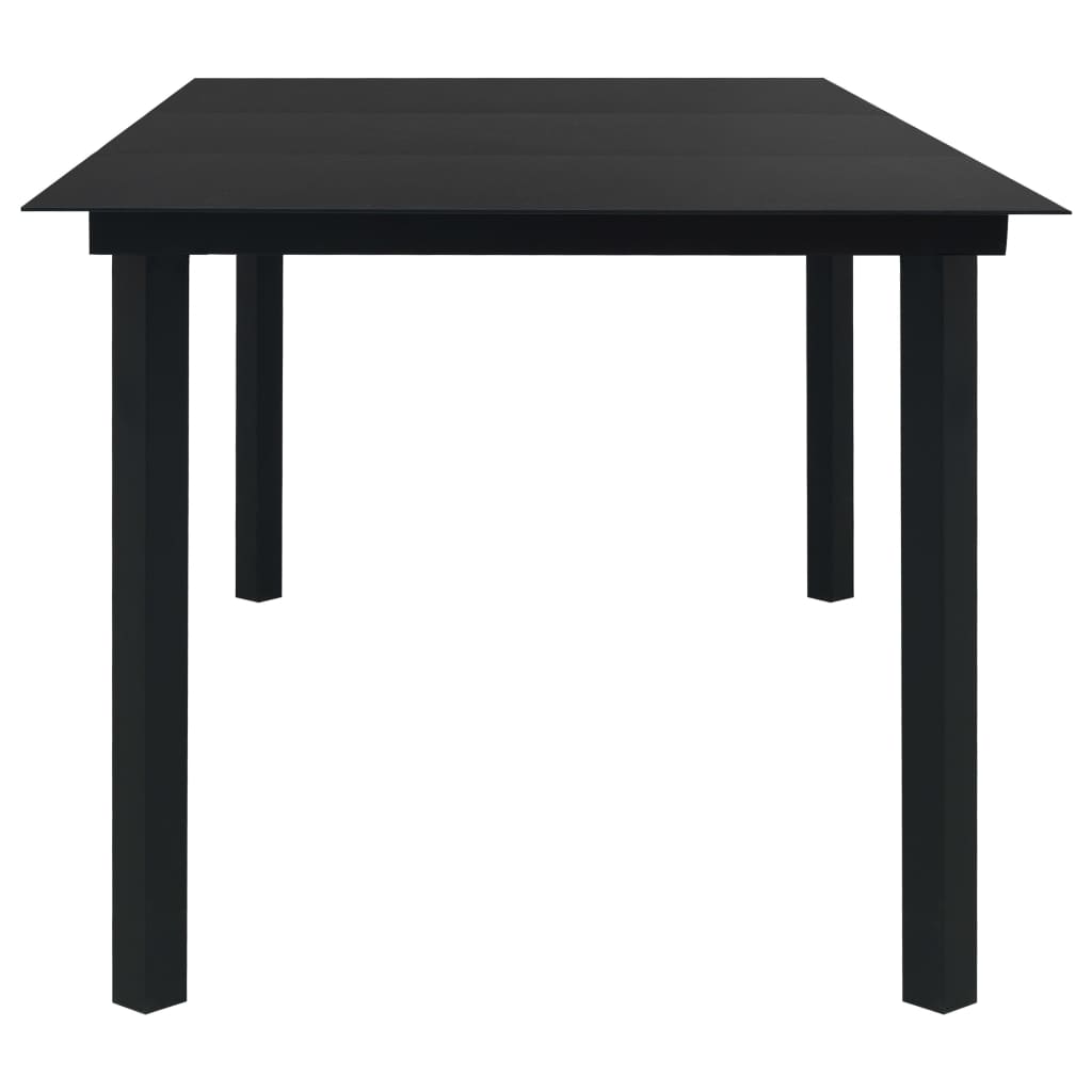 Set da Pranzo da Giardino 9 pz Nero in Vetro e Acciaio | homemem39