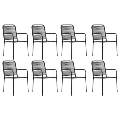 Set da Pranzo da Giardino 9 pz Nero in Vetro e Acciaio | homemem39