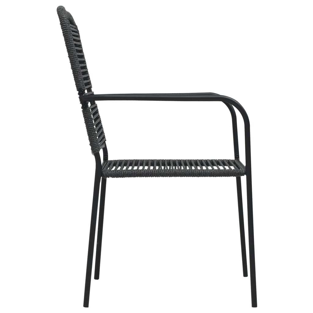 Set da Pranzo da Giardino 9 pz Nero in Vetro e Acciaio | homemem39