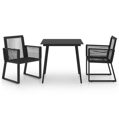 Set da Pranzo da Giardino 3 pz in Rattan PVC Nero | homemem39