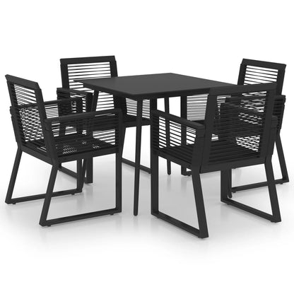 Set da Pranzo da Giardino 5 pz in Rattan PVC Nero | homemem39