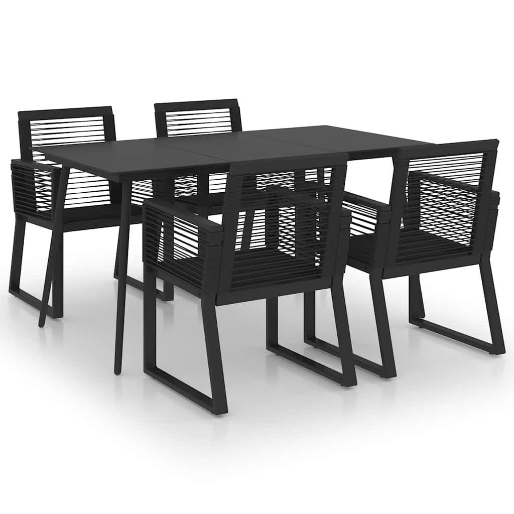 Set da Pranzo da Giardino 5 pz in Rattan PVC Nero | homemem39