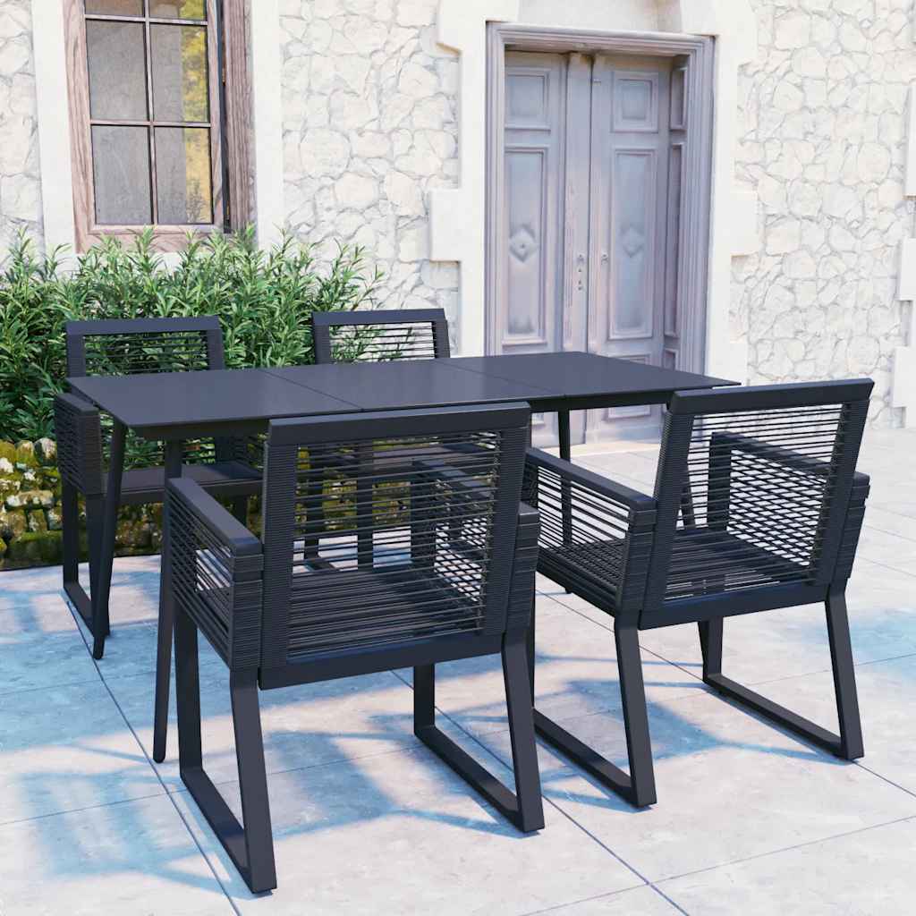 Set da Pranzo da Giardino 5 pz in Rattan PVC Nero | homemem39
