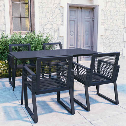 Set da Pranzo da Giardino 5 pz in Rattan PVC Nero | homemem39