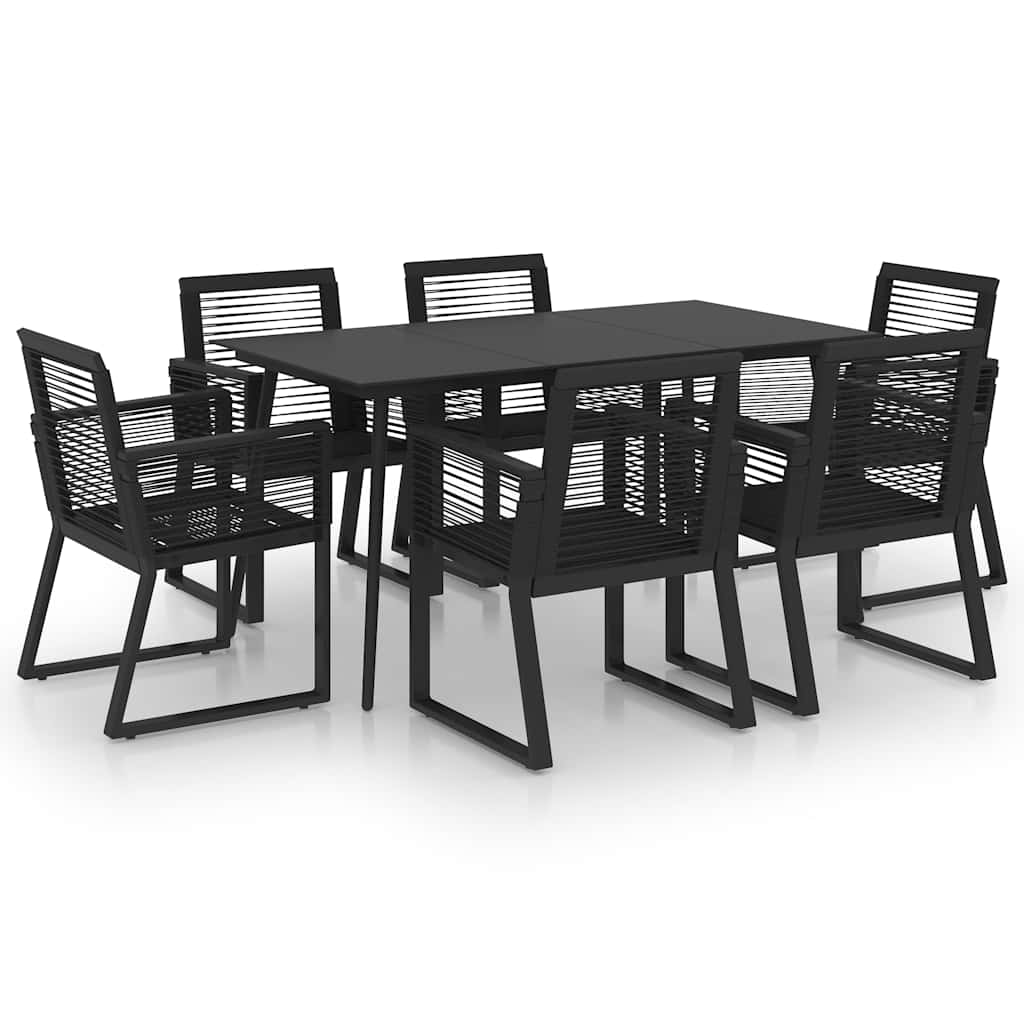 Set da Pranzo da Giardino 7 pz in Rattan PVC Nero | homemem39