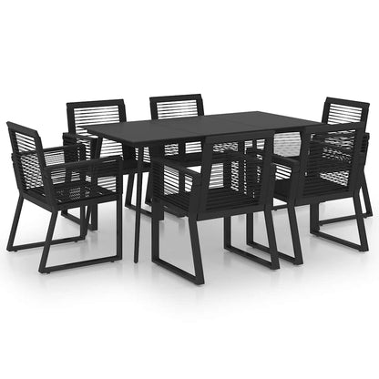 Set da Pranzo da Giardino 7 pz in Rattan PVC Nero | homemem39