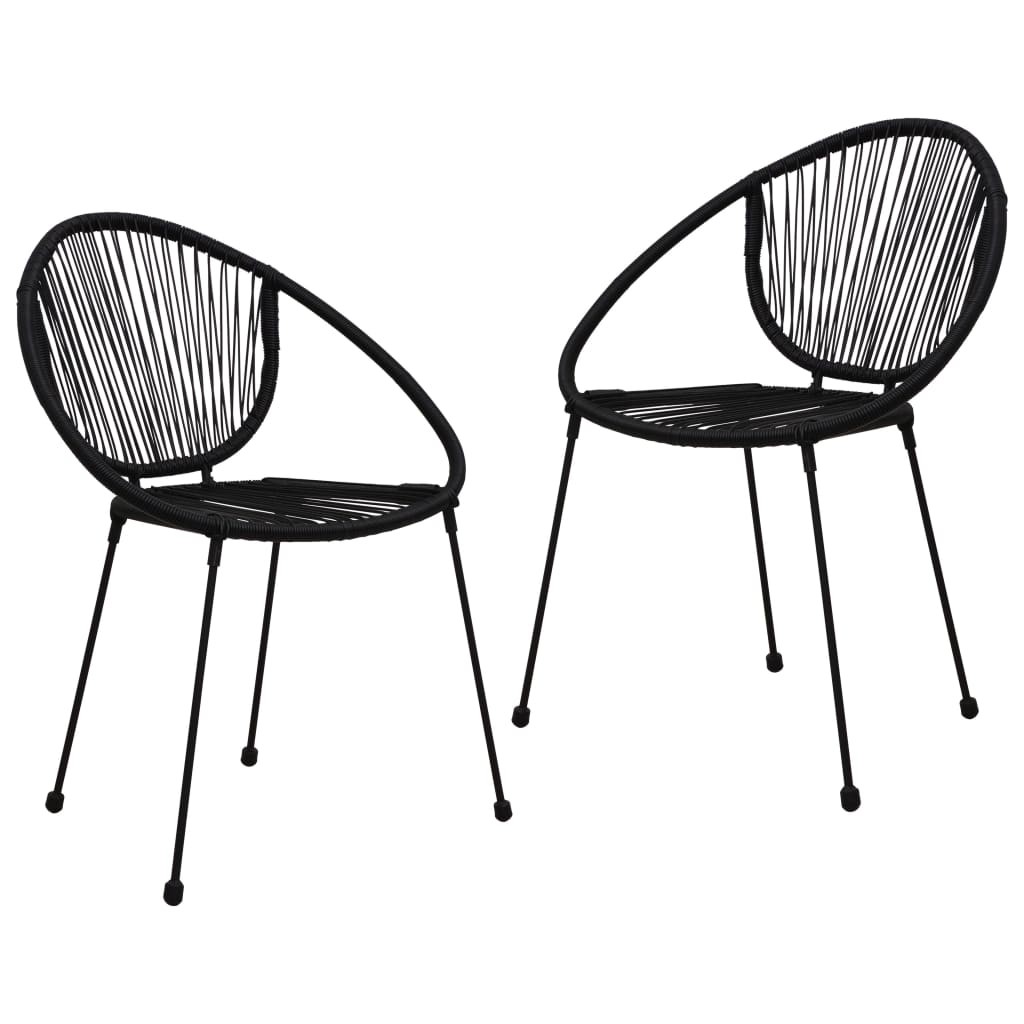 Set da Pranzo da Giardino 3 pz in Rattan PVC Nero | homemem39